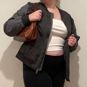 distressed gray bomber jacket from Goodfellow & co